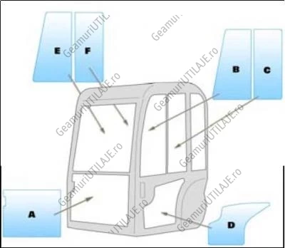 Equipment JCB window / windscreen equipment JCB 8027 - 8032 - 8037Z