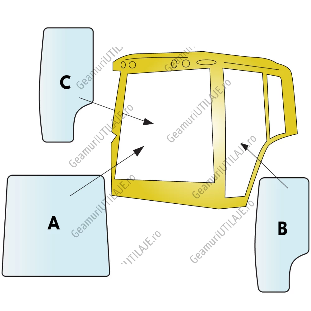 Glass equipment / Windshield equipment John Deere 6000 & 8000 SERIES CAB