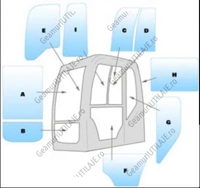 Machine glass / windshield Equipment New Holland E135B - E175B - E195B - E215B - E225B - E225B - E235B