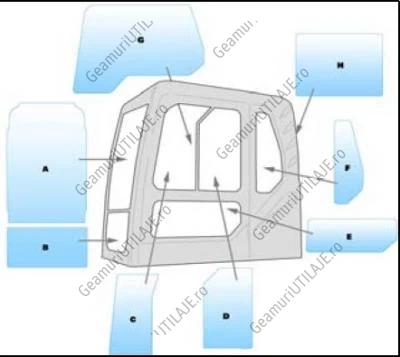 Machine glass / windshield Equipment Volvo EC140 - 210 - 240 - 280